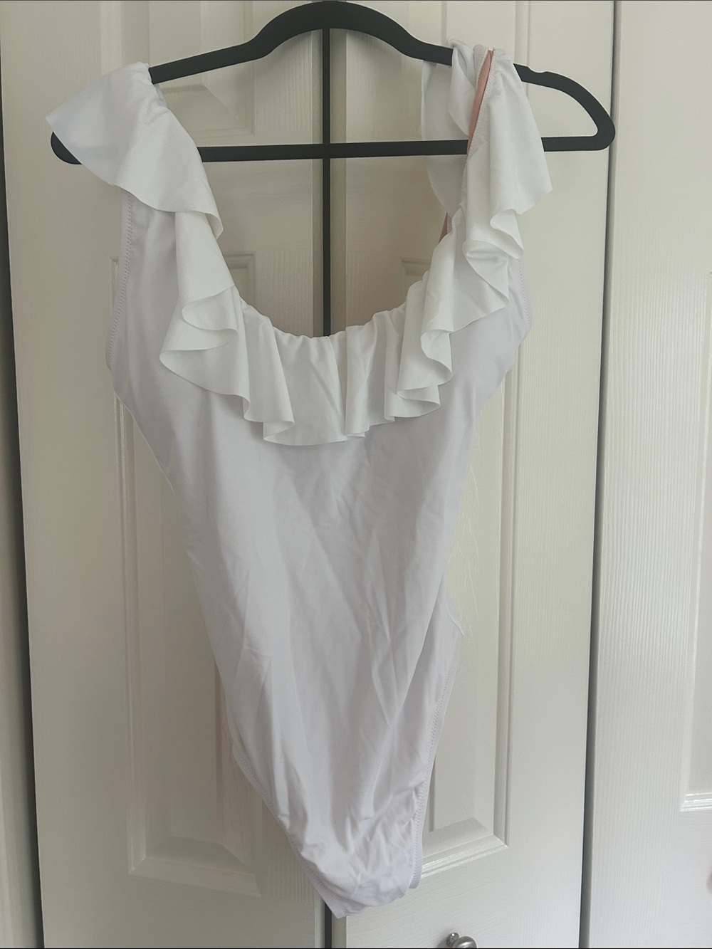 J. Crew White Ruffle One-Piece Swimsuit